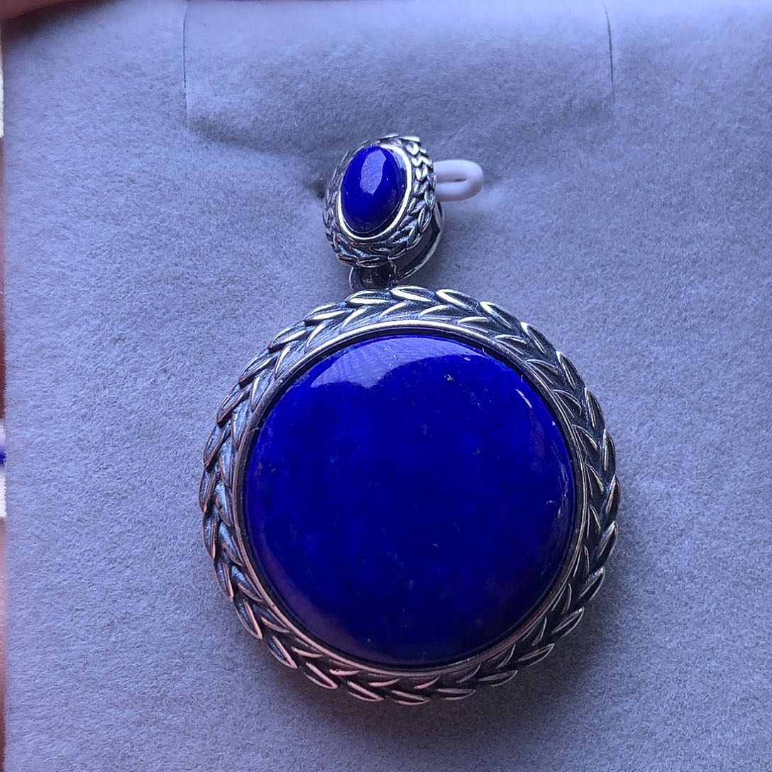 青金石银S925镶嵌吊坠26.2m