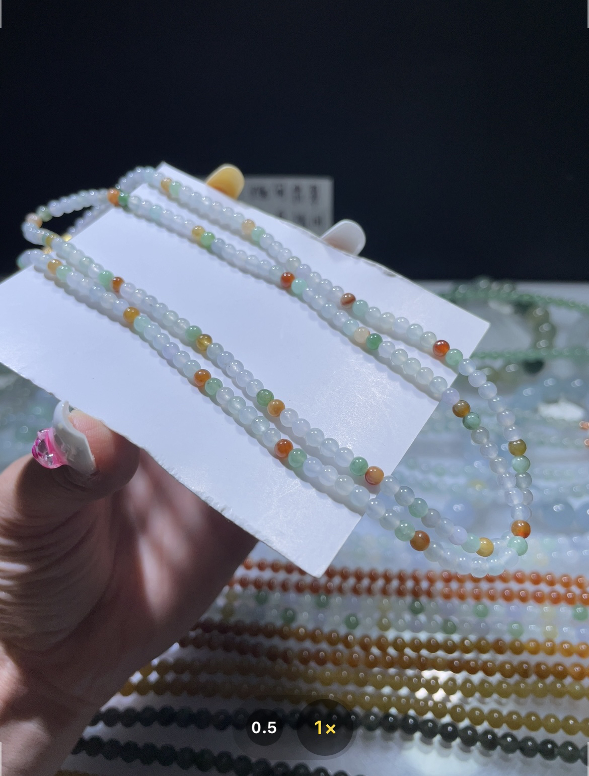 定制未镶嵌翡翠A货 卡3.4冰多宝小米珠长链