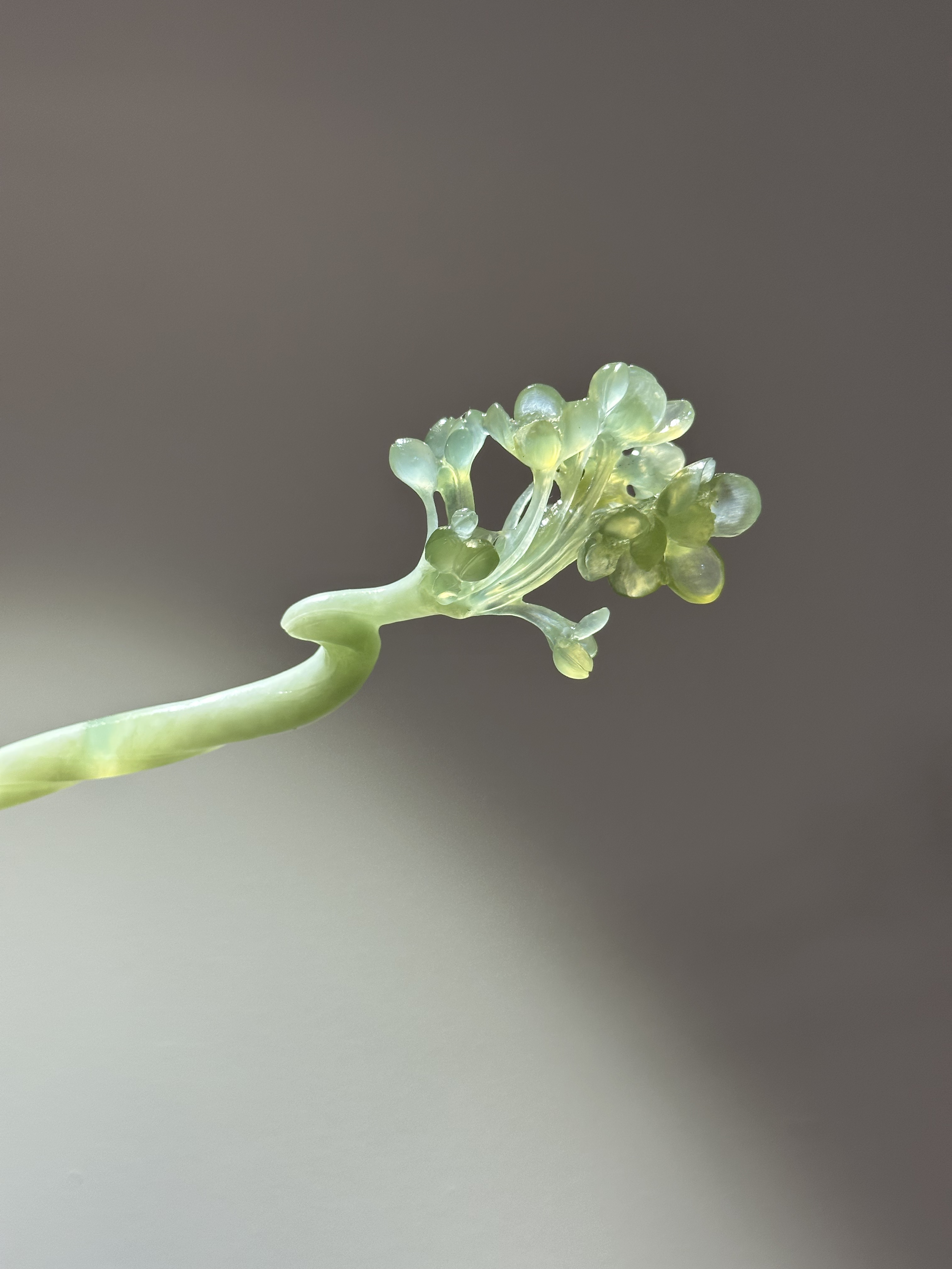 绿冰海棠花岫玉发簪
