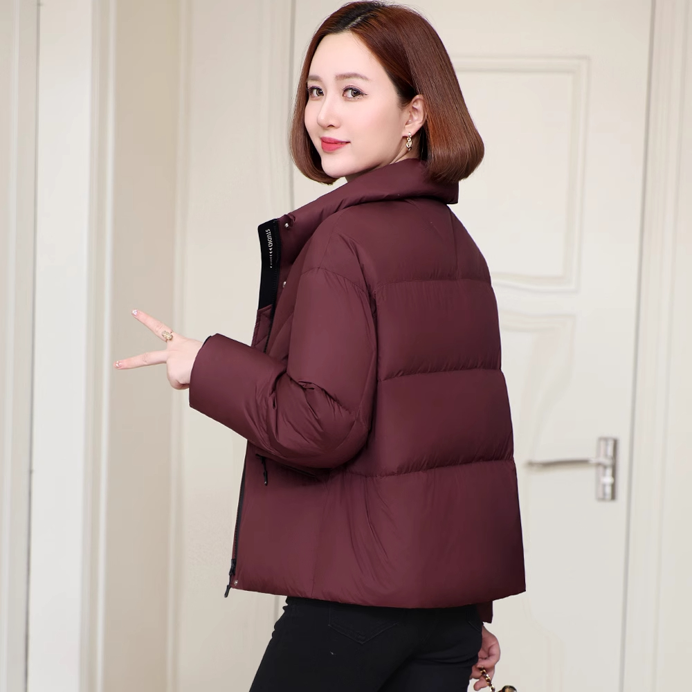 轻薄鸭绒羽绒服女2025年冬季新款宽松显瘦小个子短款立领百搭外套