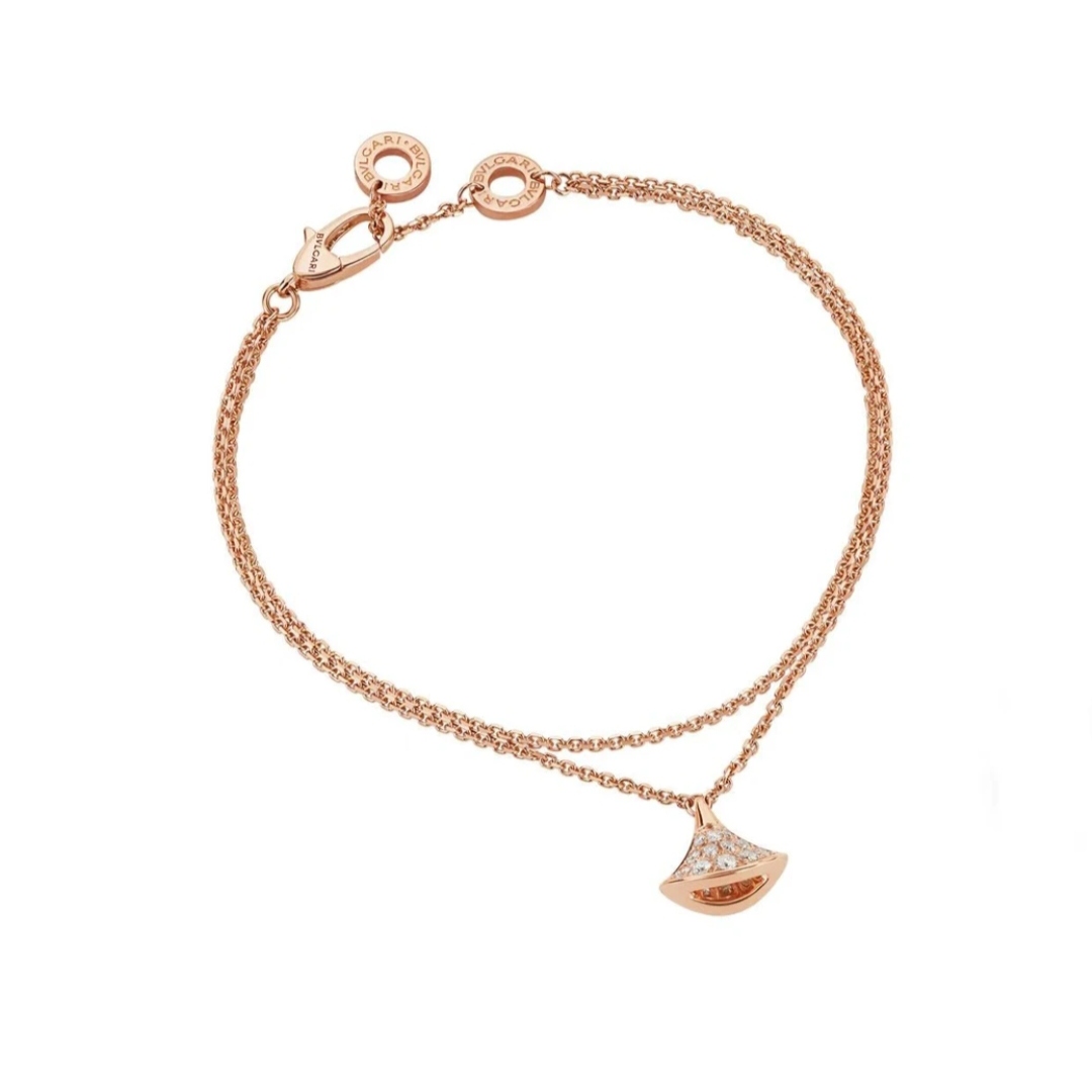 99新 BVLGARI/宝格丽  18k金 满钻裙子手链BR857363