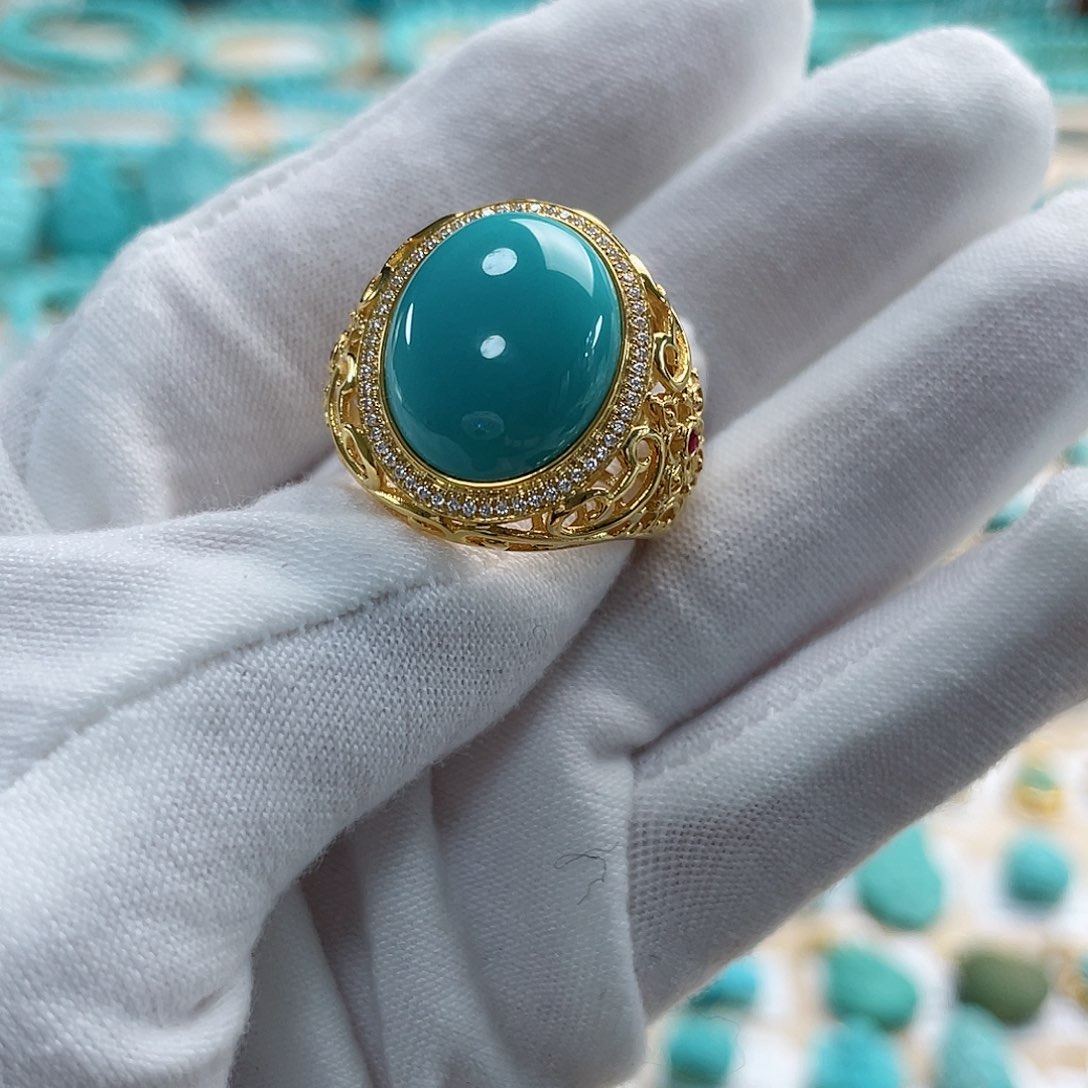 绿松石珠宝奇石18K金镶嵌