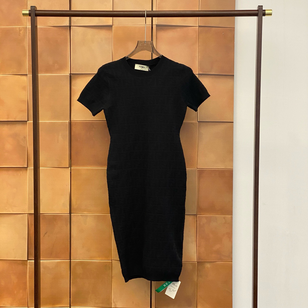 全新未使用 FENDI/芬迪 黑色暗纹老花连衣裙24新标/36码/30898