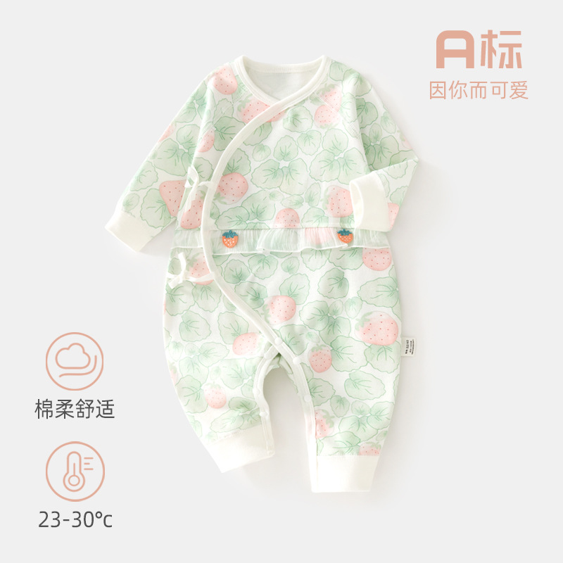 婴儿纯棉蝴蝶衣a类宝宝爬服无骨新生儿和尚服宝宝家居服婴儿衣服