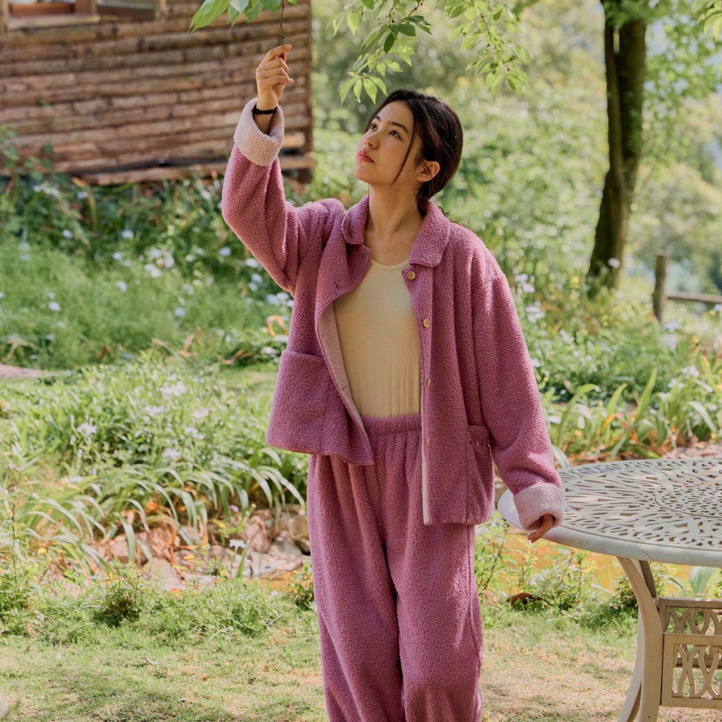 朵朵可可睡衣女秋冬新款云朵绒双面绒家居服套DW252CZ038