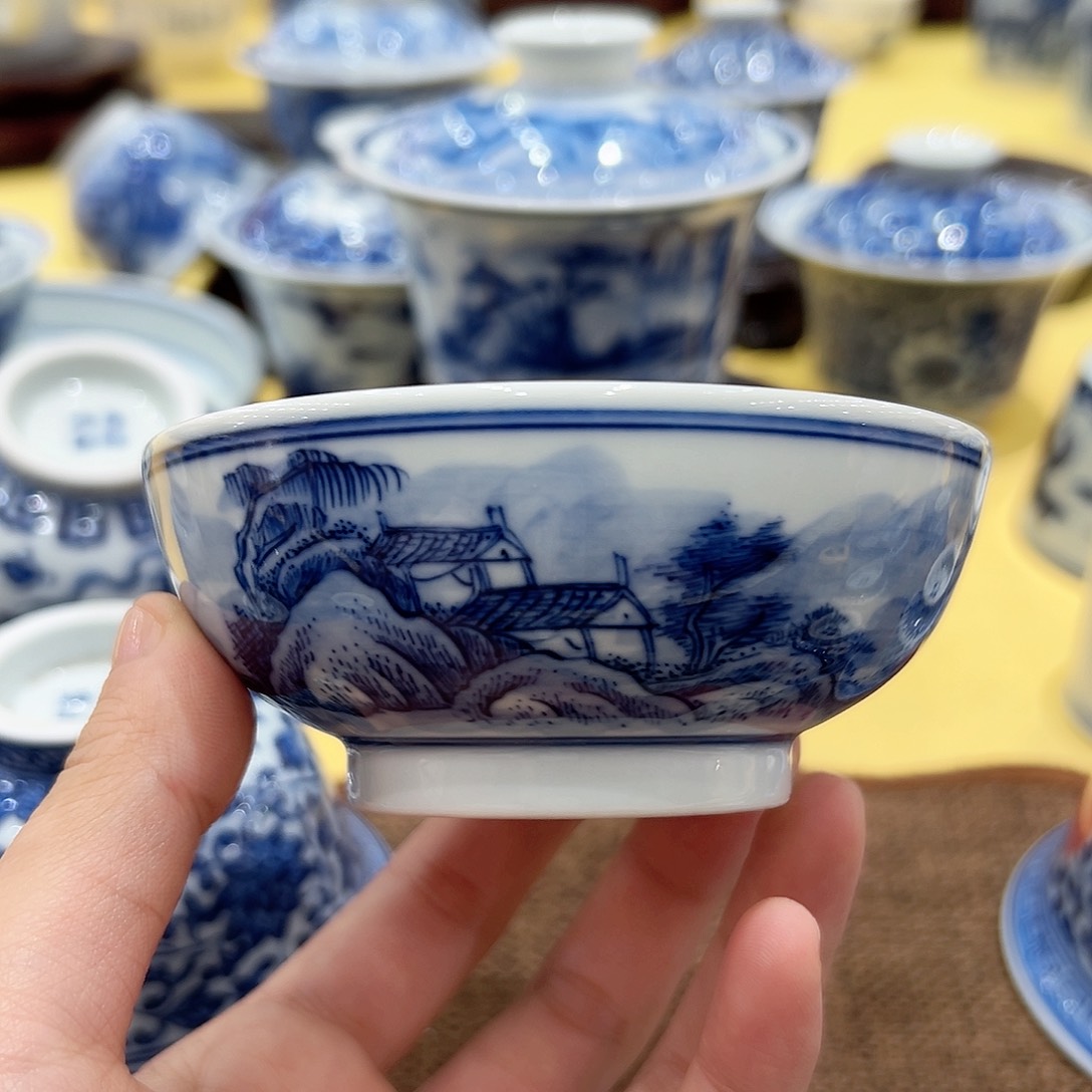 漂**风正宗柴窑山水普洱杯微瑕不退不换