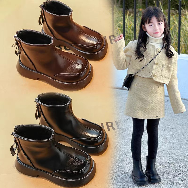 女童靴子2025秋冬新款儿童加绒保暖短靴马丁靴宝宝切尔西软底童靴