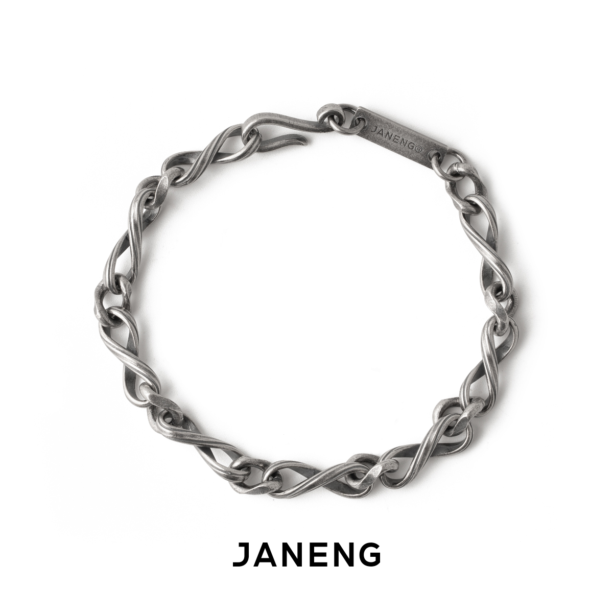 追岸/JANENG 925银手链 无限环扣手链复古中性暗黑风手工制百搭