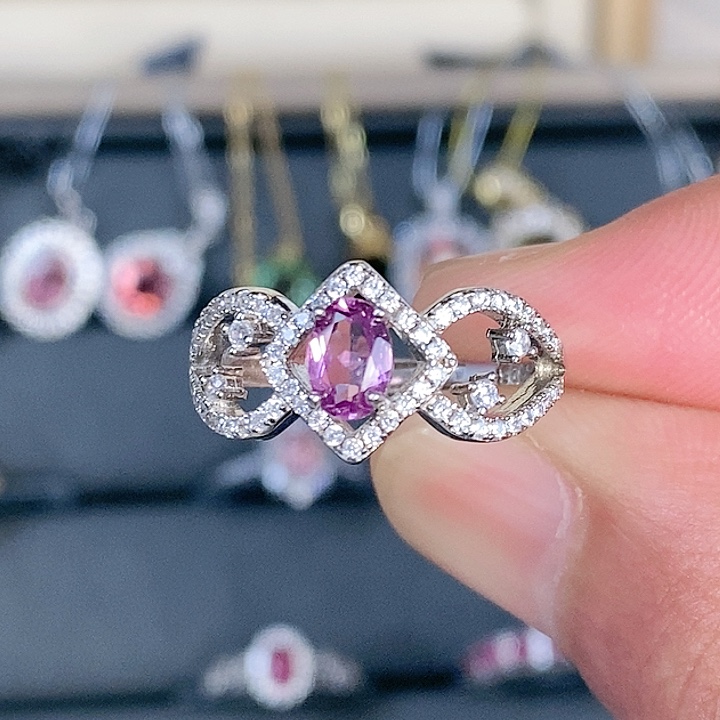 石榴石戒指银S925镶嵌