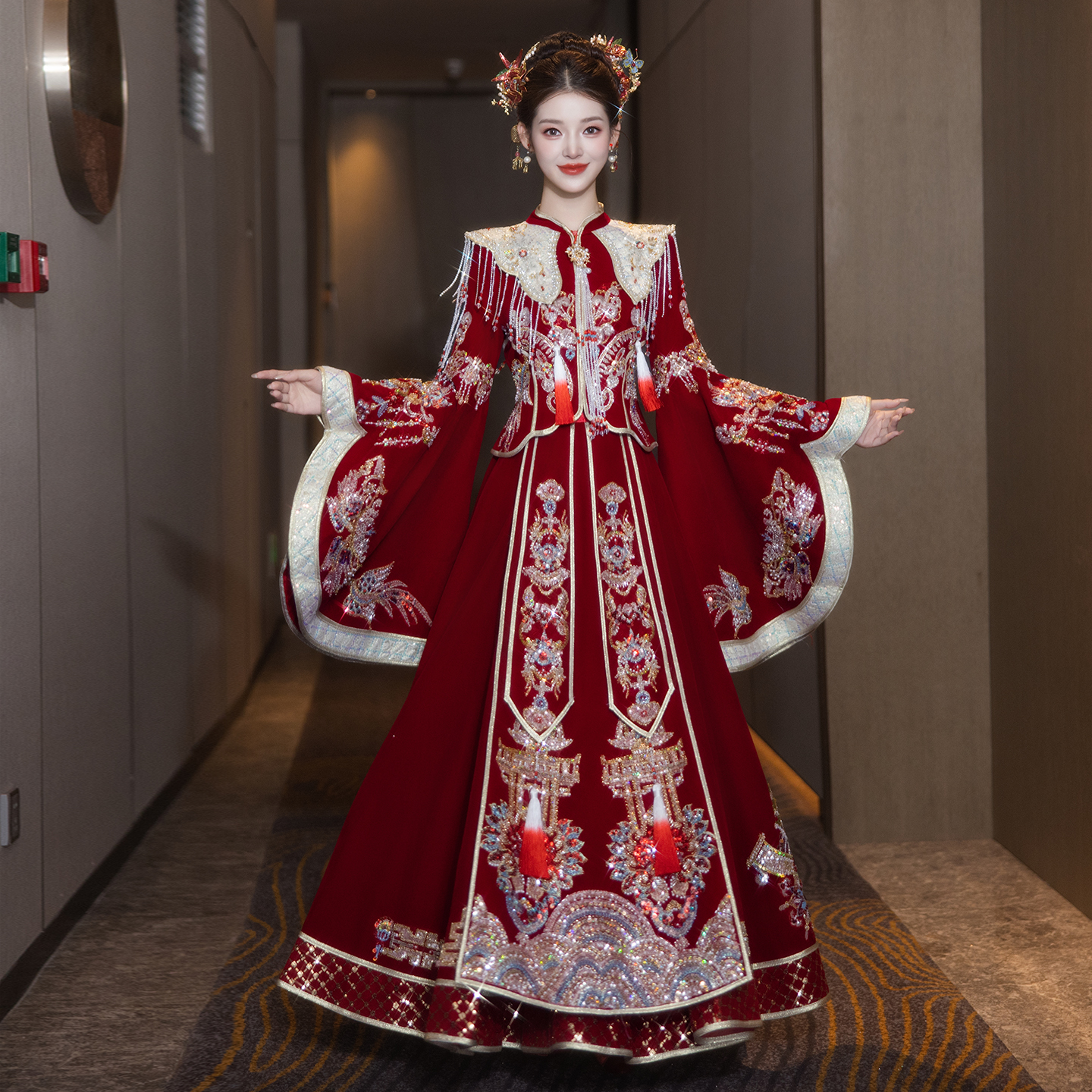 凤冠霞帔秀禾服新娘2025新款中式婚服广袖高端结婚嫁衣婚礼敬酒服