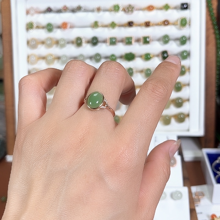 和田玉戒指银S925镶嵌