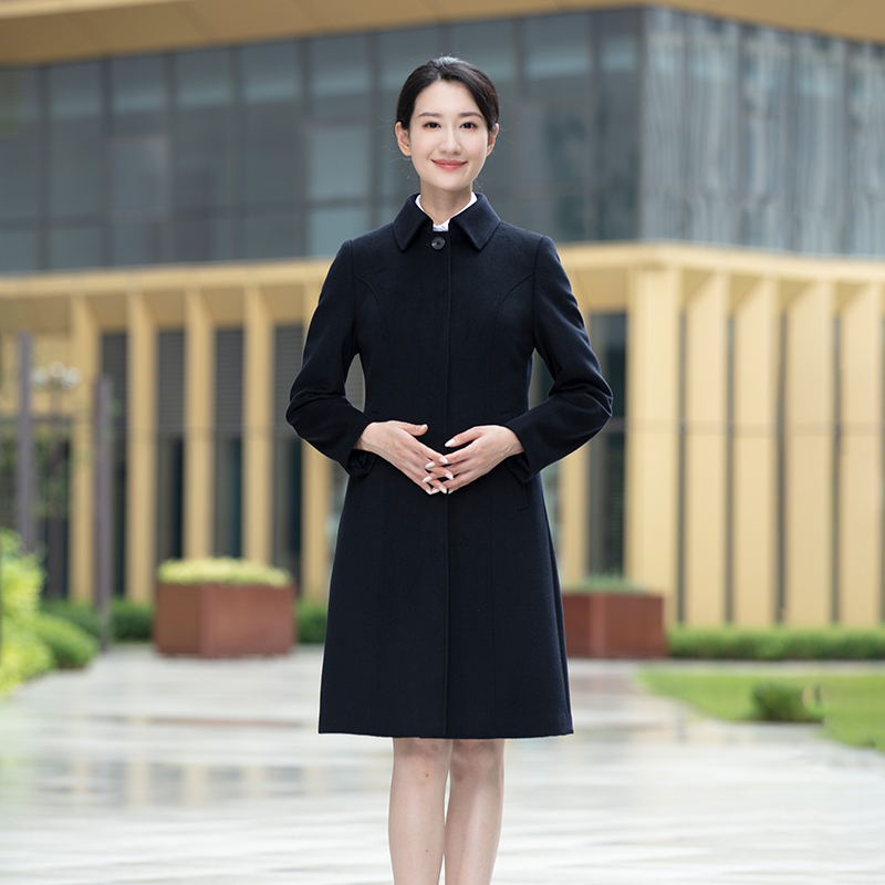 商务女时尚50毛大衣鸭绒内胆可脱卸行政款大衣 职业装外套