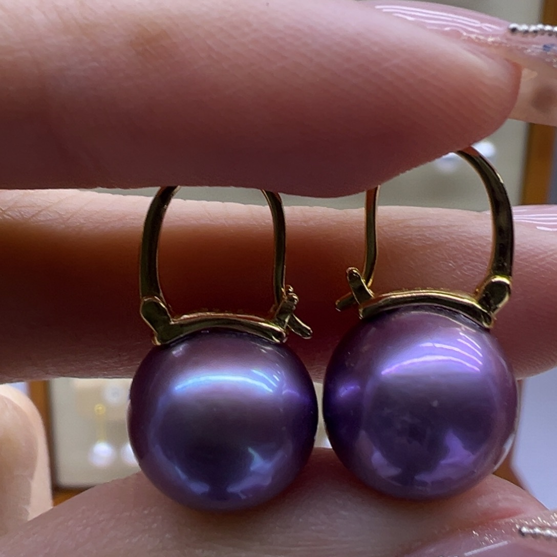 耳饰银S925镶嵌淡水珍珠