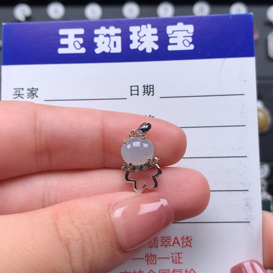 翡翠颈饰银S925镶嵌项链925