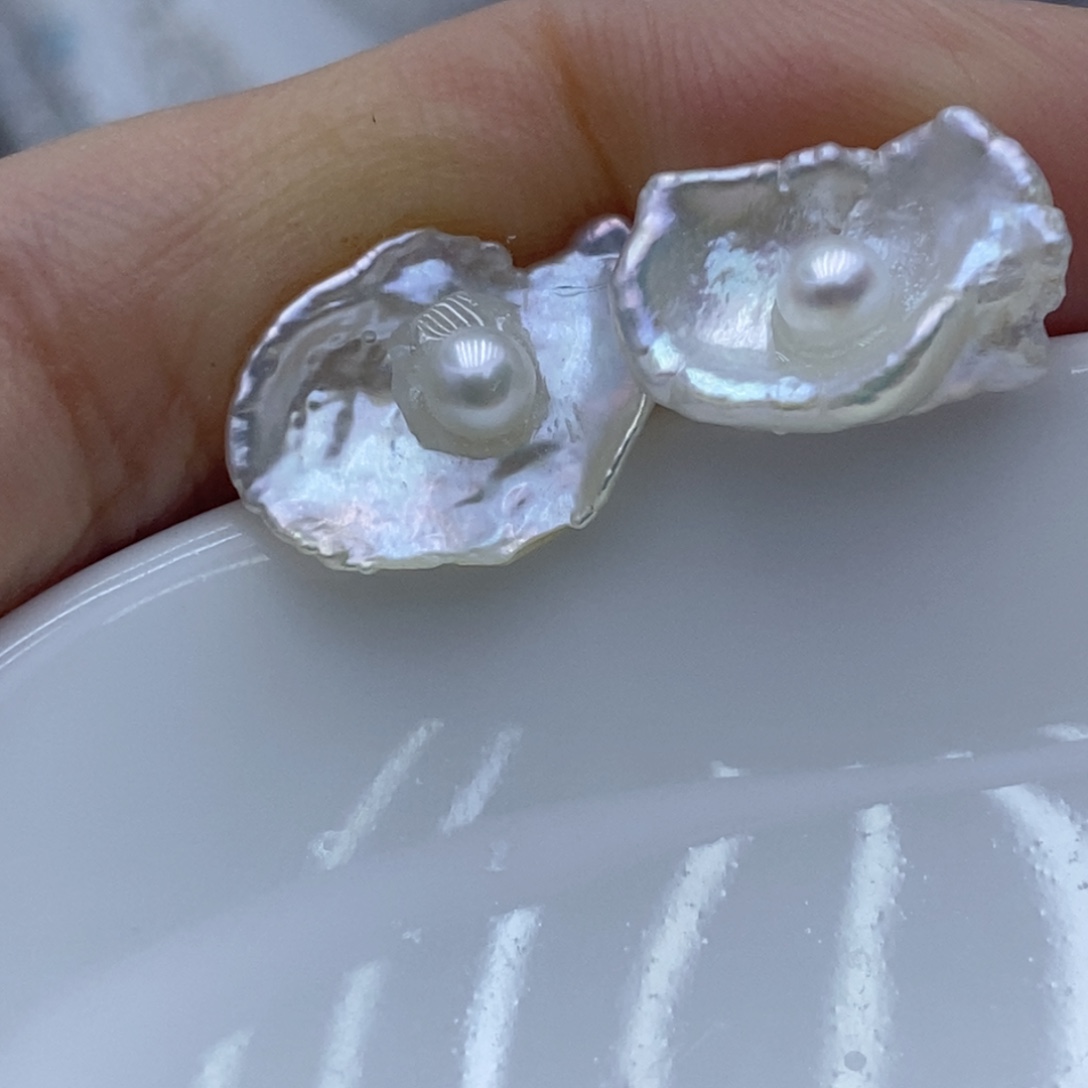 淡水珍珠耳饰银S925镶嵌