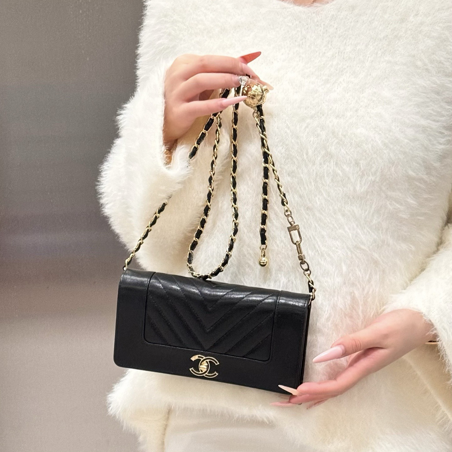 95新 Chanel/香奈儿 chanel黑色零钱包卡包