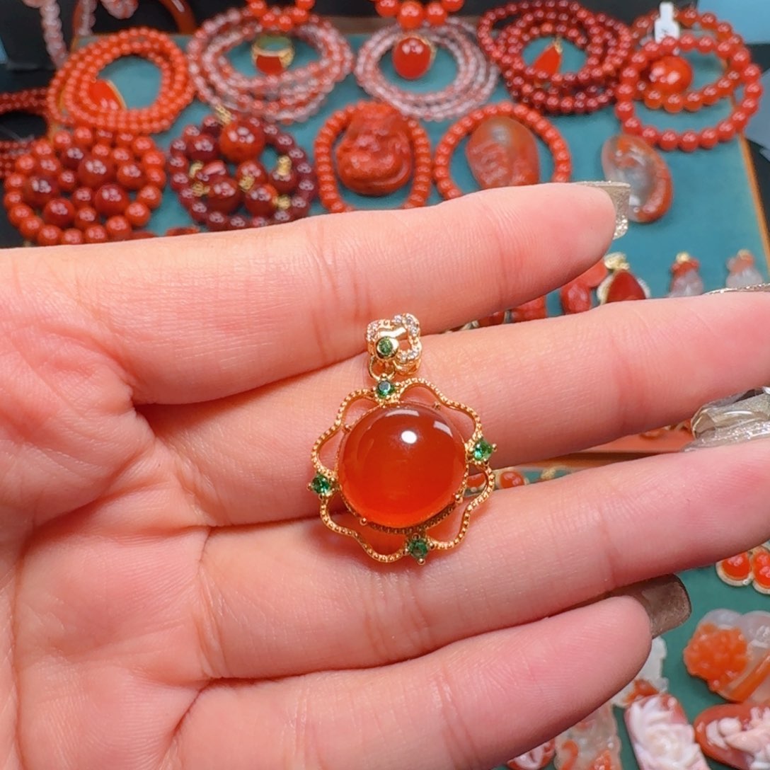 南红玛瑙南红银S925镶嵌