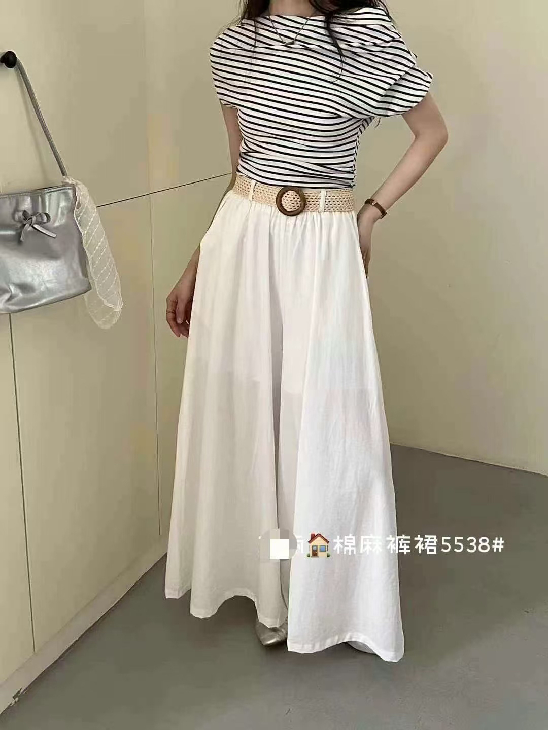 5538款夏日必备宽松阔腿裤裙多款颜色时尚百搭带腰带不挑身材