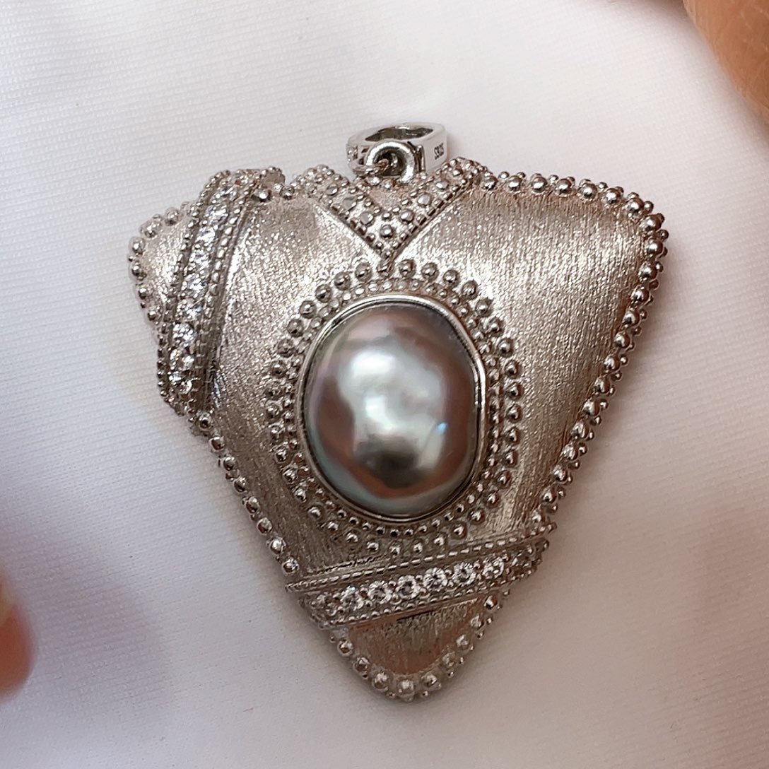 海水珍珠银S925镶嵌颈饰