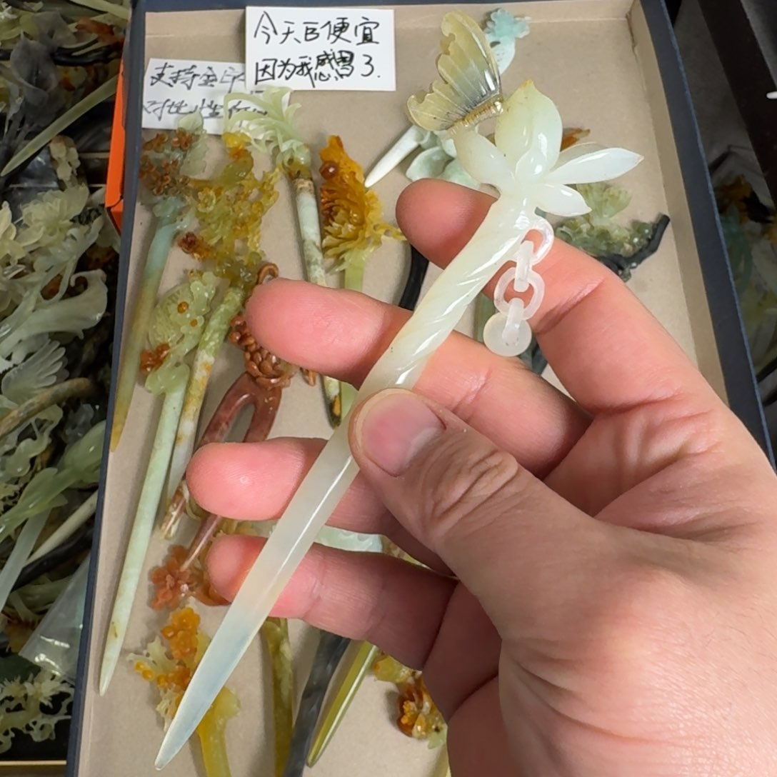 岫玉发饰未镶嵌明君玉簪就是好看