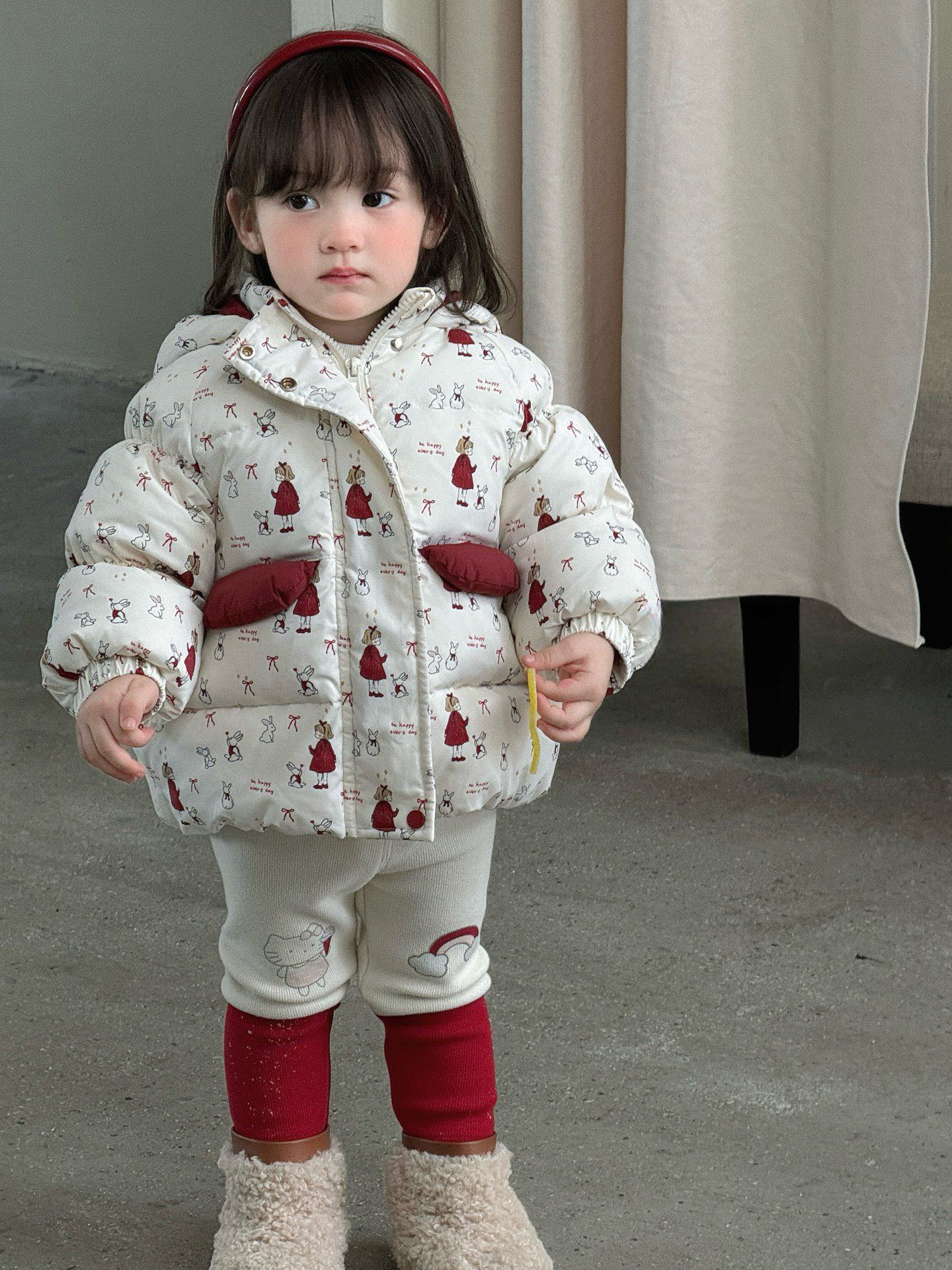 婴儿女宝羽绒服拉链冬厚款保暖加厚款外套纯色2025新款