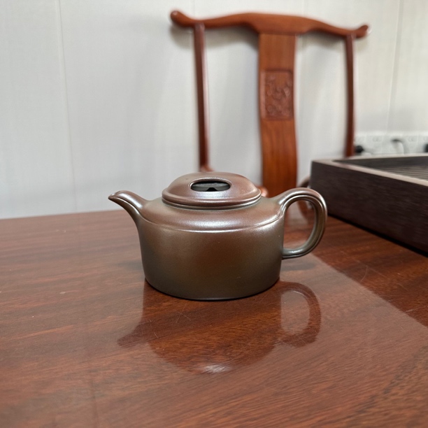 牛盖莲子壶 全手工 天青泥古法柴烧 320cc 宜兴紫砂