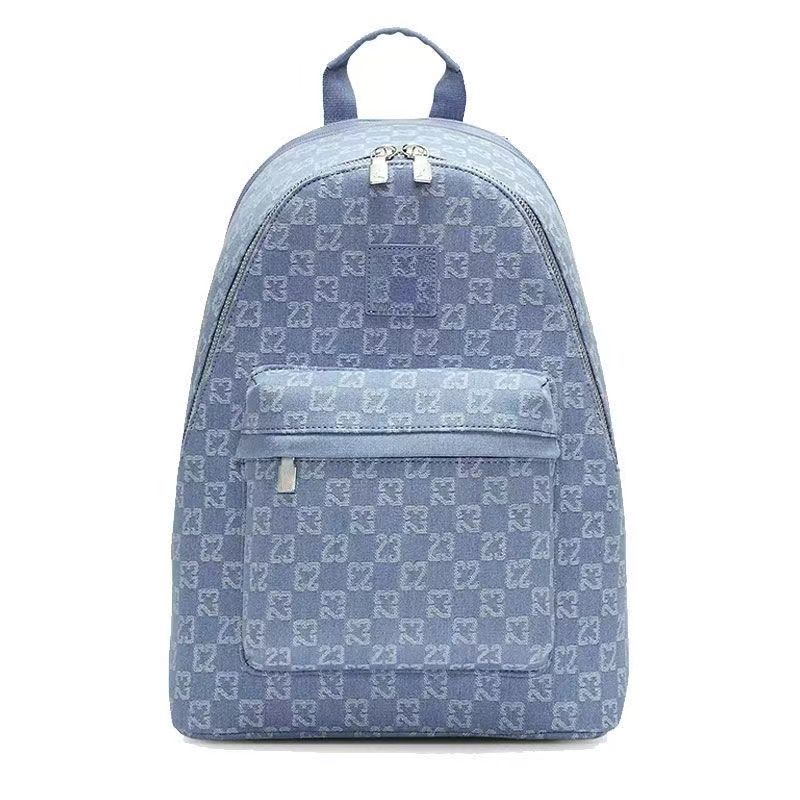 【织物】双肩包背包男女牛仔蓝百搭潮流运动户外包包休闲大号