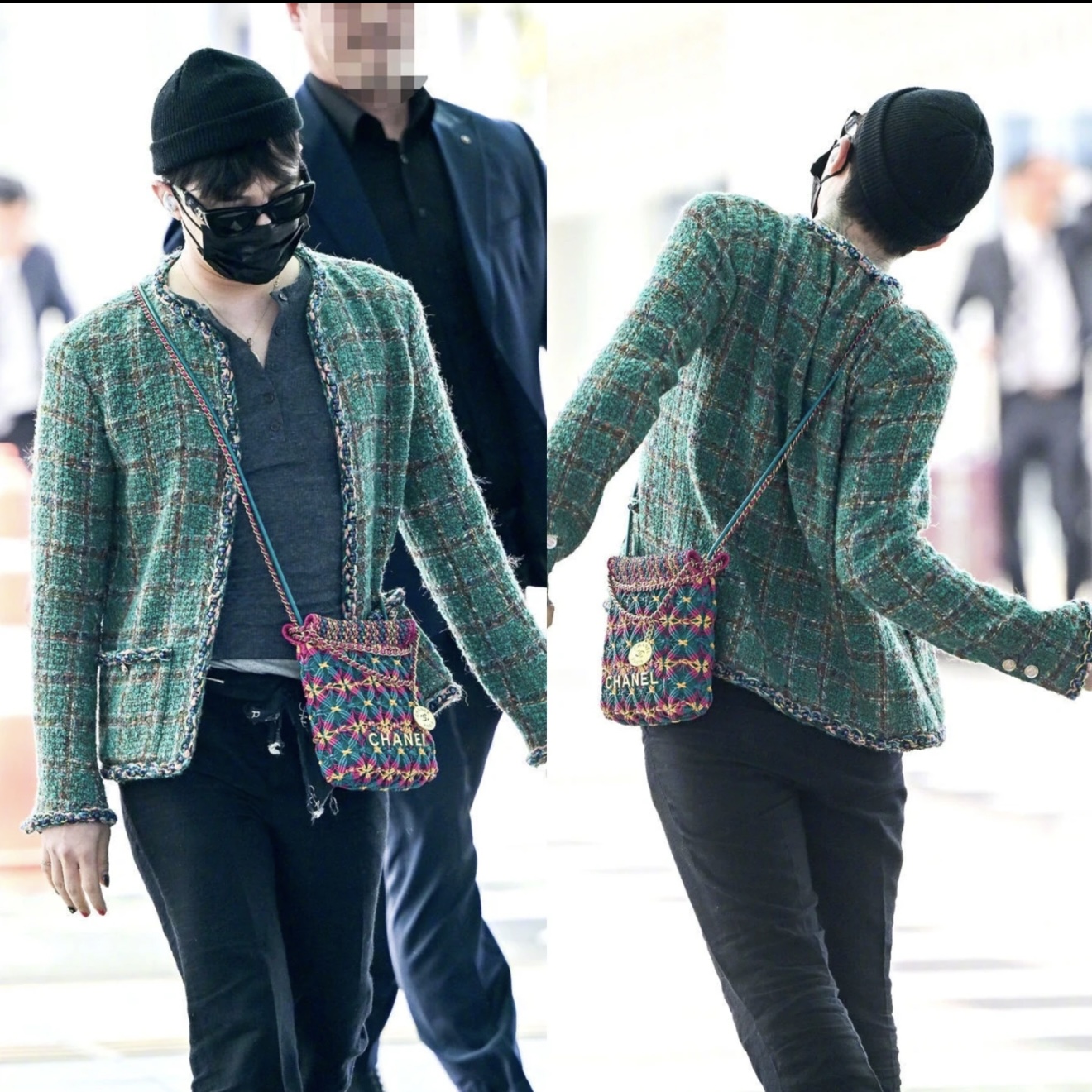 99新 Chanel/香奈儿 23A手工坊达喀尔系列绿色串珠滚边编织外套34