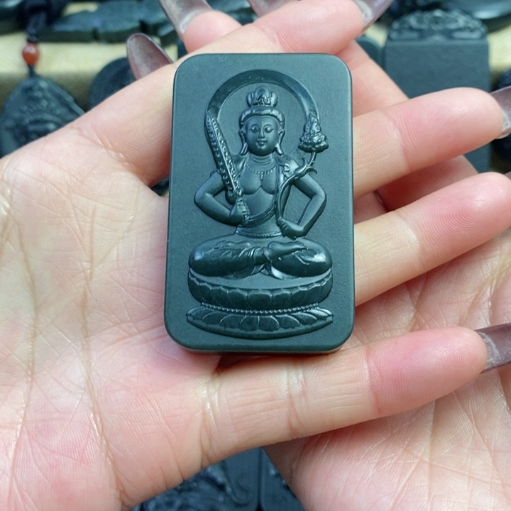 和田玉（青玉）颈饰未镶嵌平**福双面雕刻