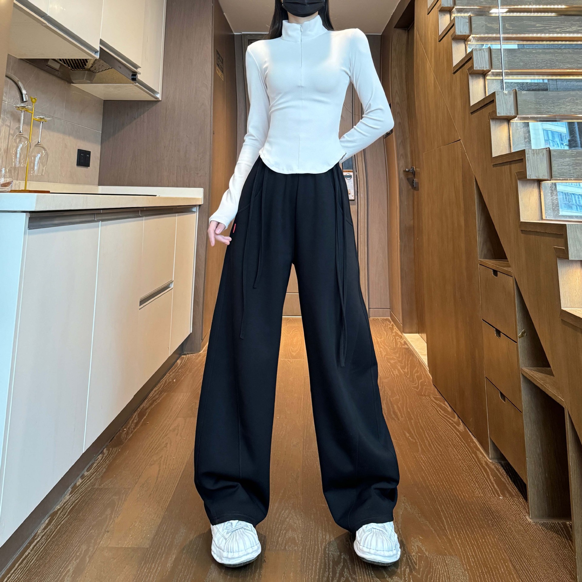 新款春夏纯色香蕉裤黑科技空气层面料女欧美风显瘦女休闲卫裤