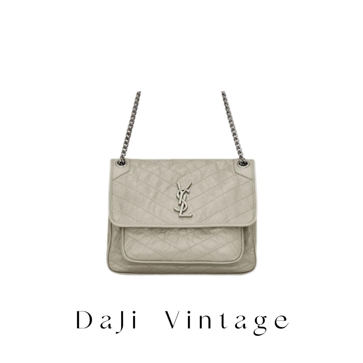 95新 YSL/圣罗兰 大吉中古/ysl圣罗兰灰色中号niki单肩斜挎包