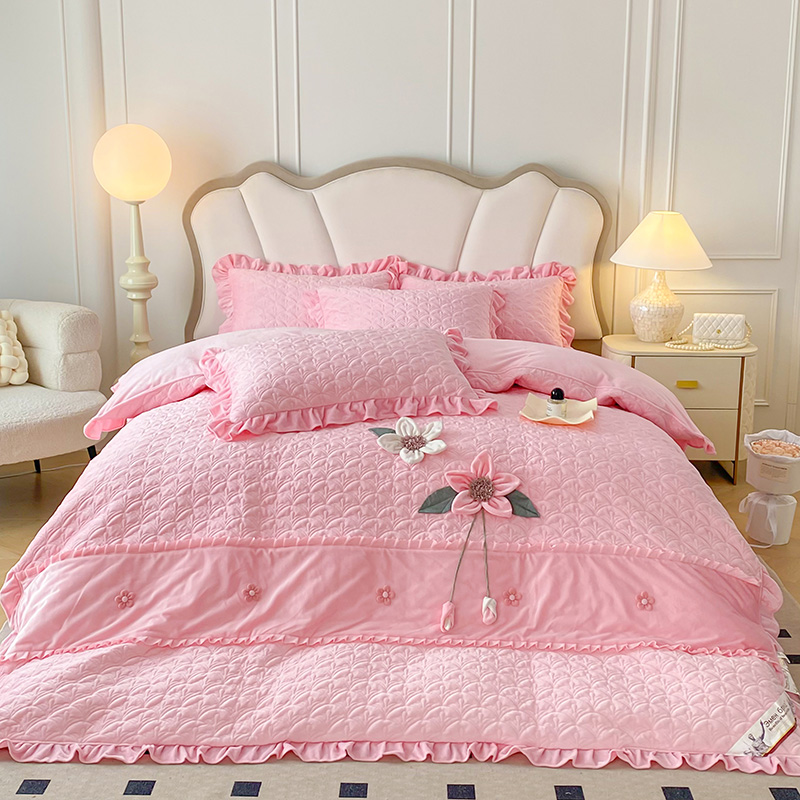 洣莱格 新款韩版宝宝绒全加厚夹棉床盖四件套