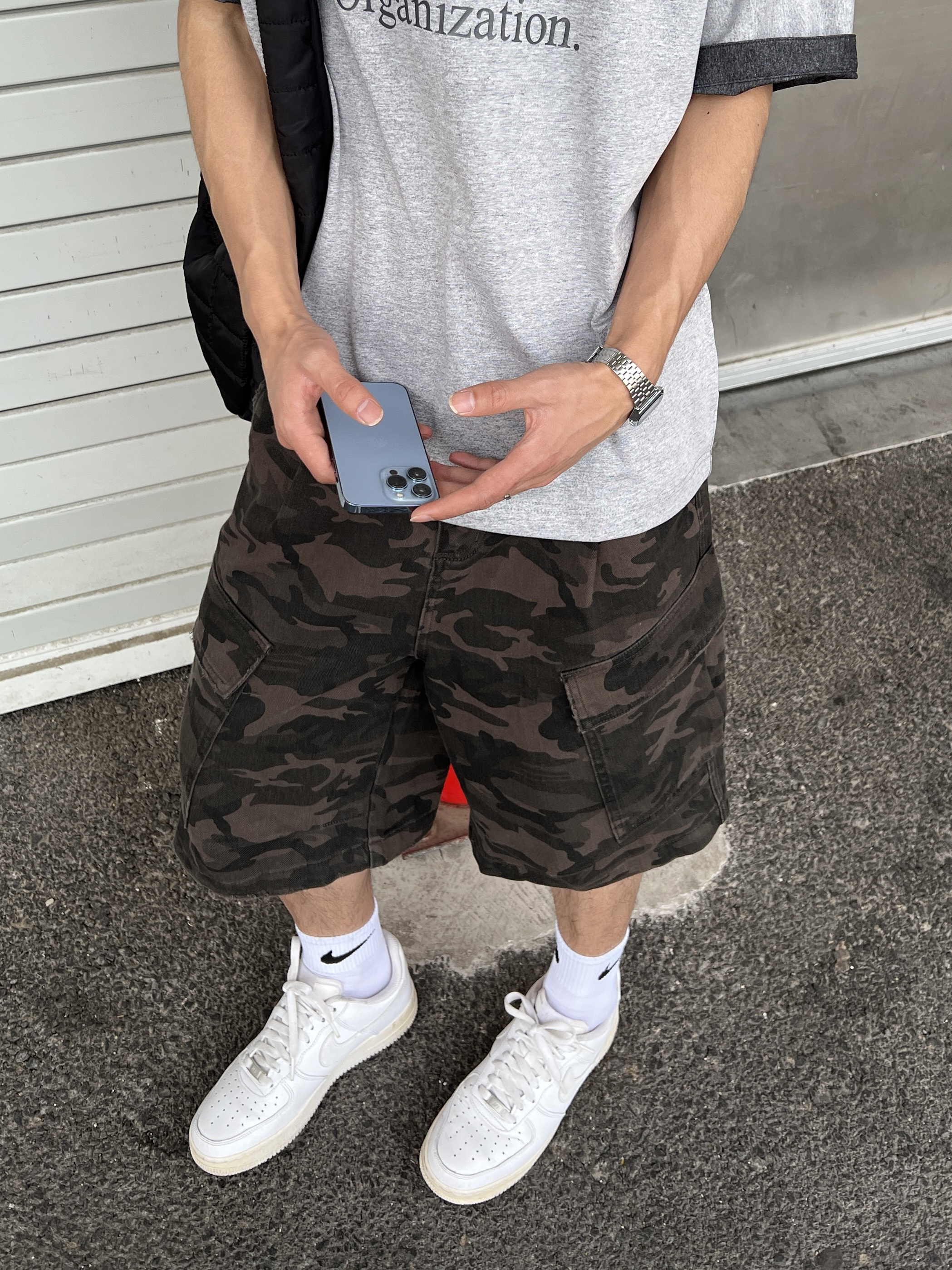 常规款迷彩复古重工水洗中裤夏季短裤工装风1517