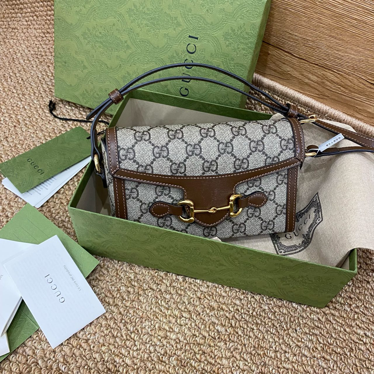 95新 GUCCI/古驰 1955mini横版手机包 