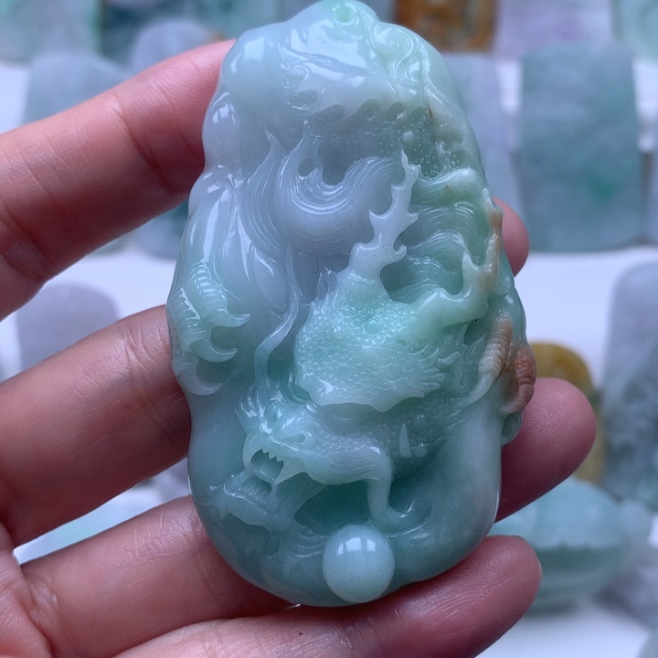 定制翡翠未镶嵌挂件龙牌挂件