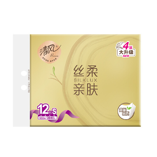 清风原木纯品金装抽取式面巾80抽*12包S（新老包装随机）抽纸