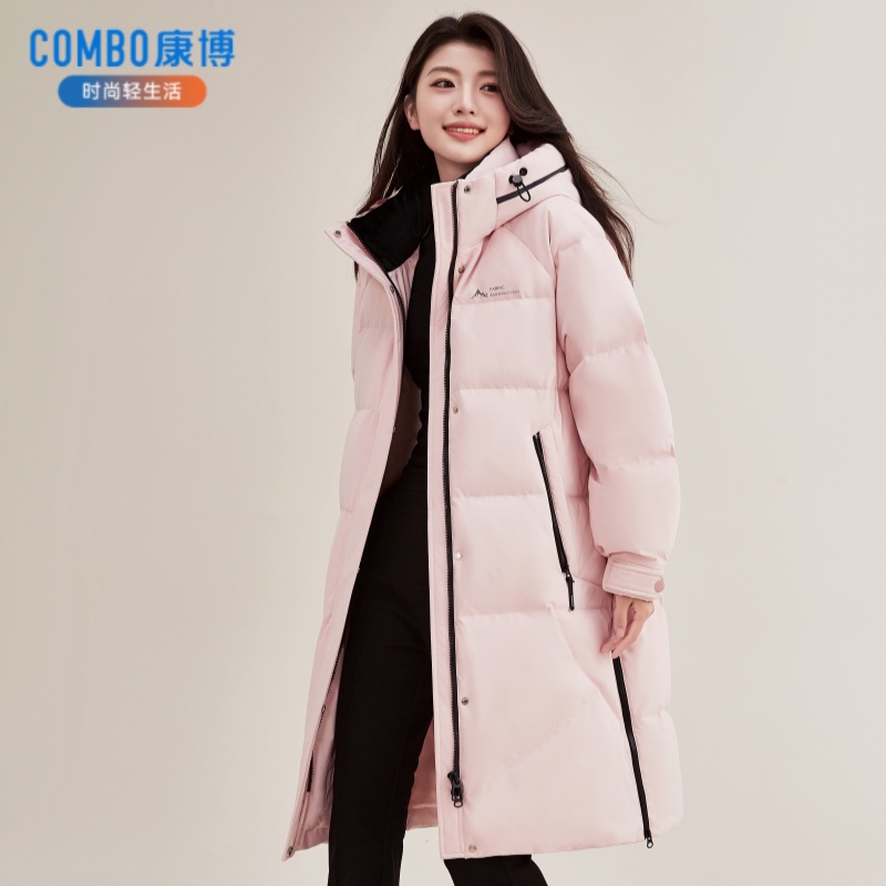 combo/康博2025冬季中长款连帽加厚保暖时尚休闲过膝羽绒服816