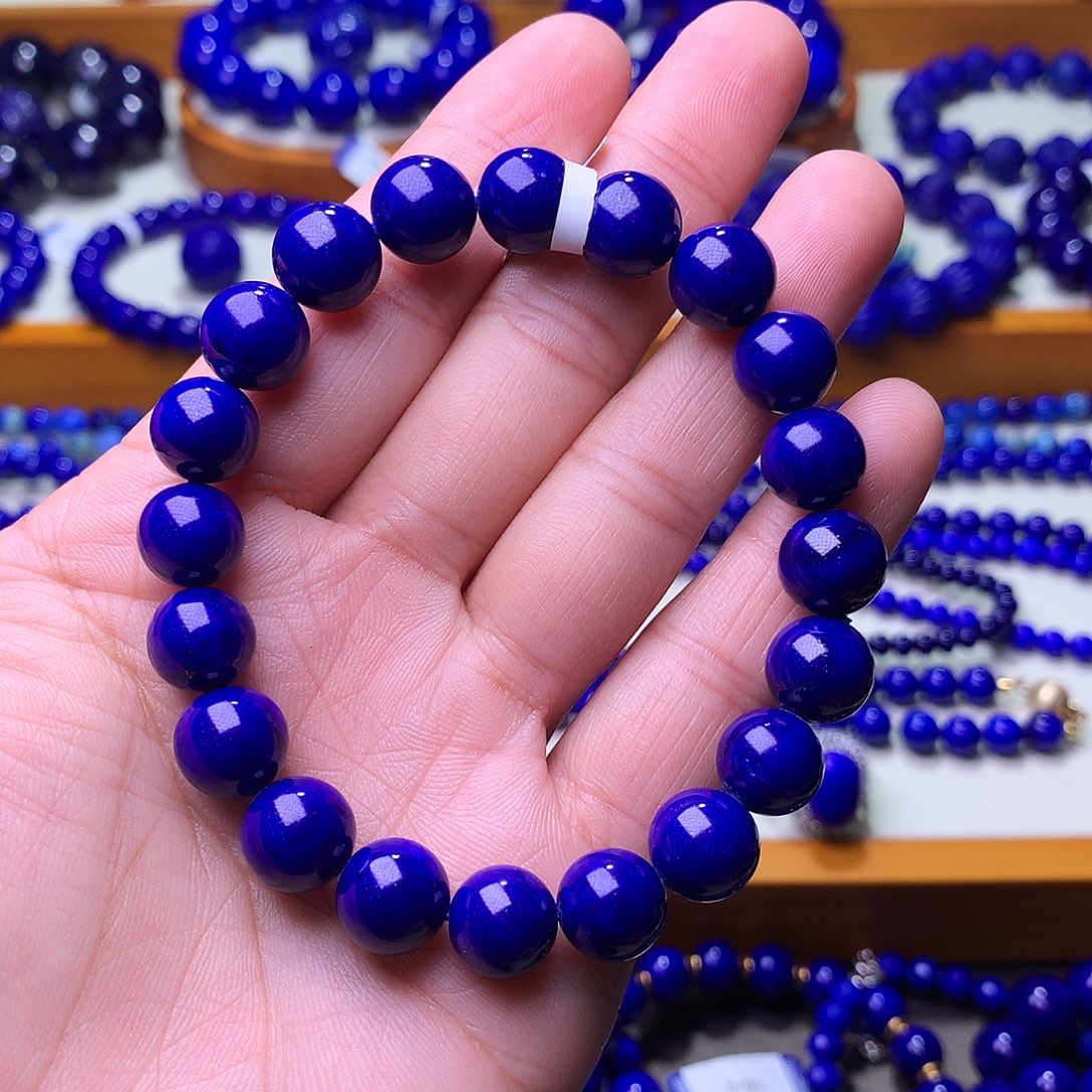 @***️青金石未镶嵌手串9.8m顶级紫药水2674