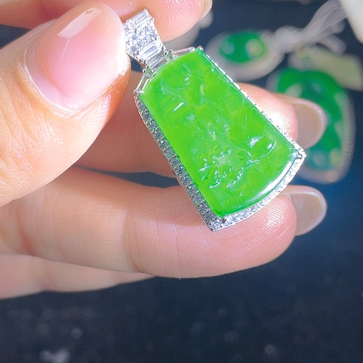 翡翠吊坠(不含链)银S925镶嵌