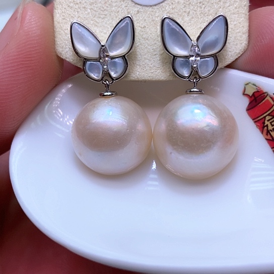 淡水珍珠耳饰银S925镶嵌