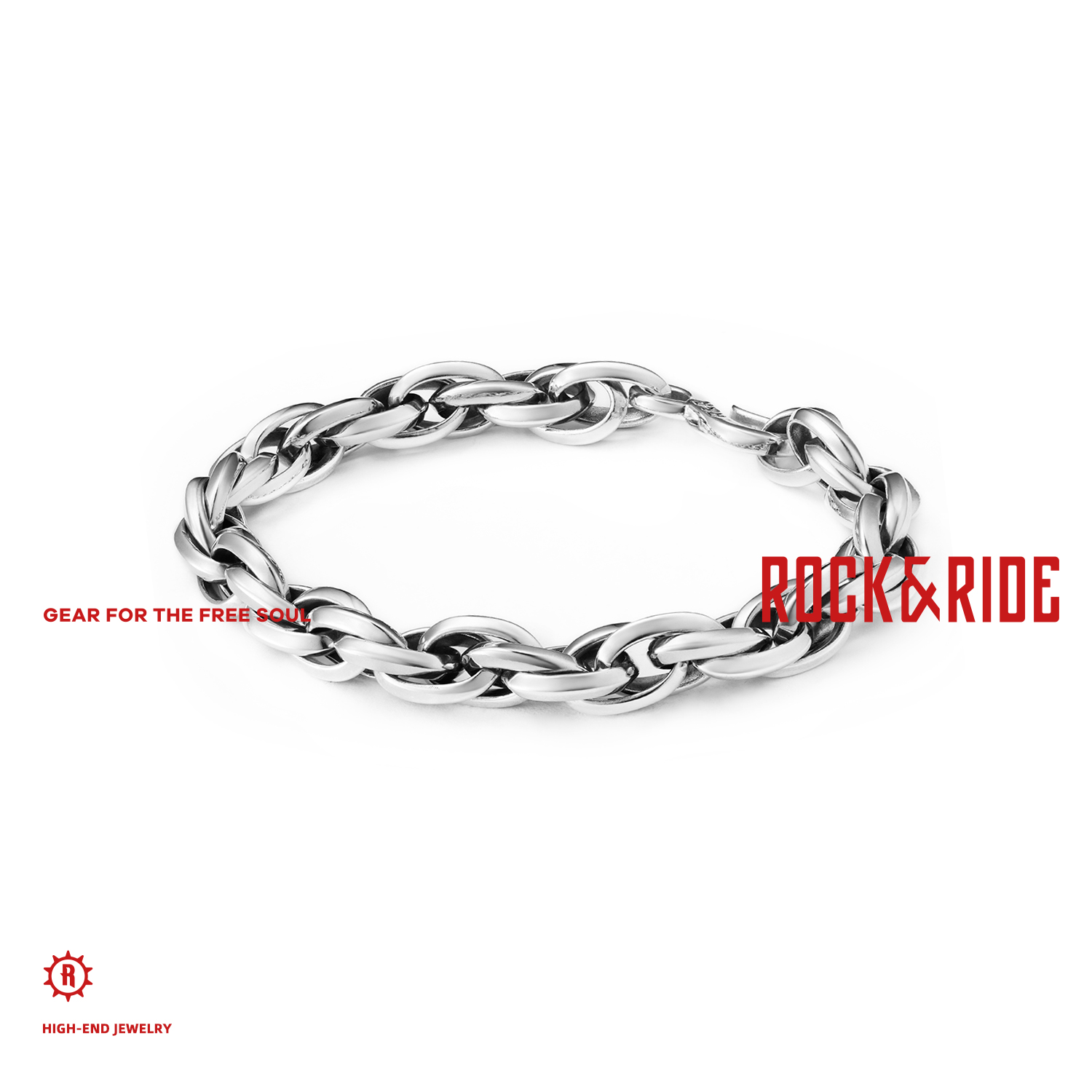 ROCK&RIDE 925银手链 自由循环手链男士古巴链饰品小众设计高级感