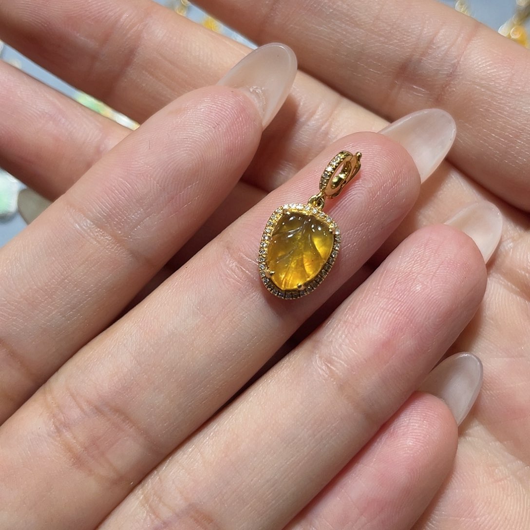 翡翠18K金镶嵌吊坠(不含链)