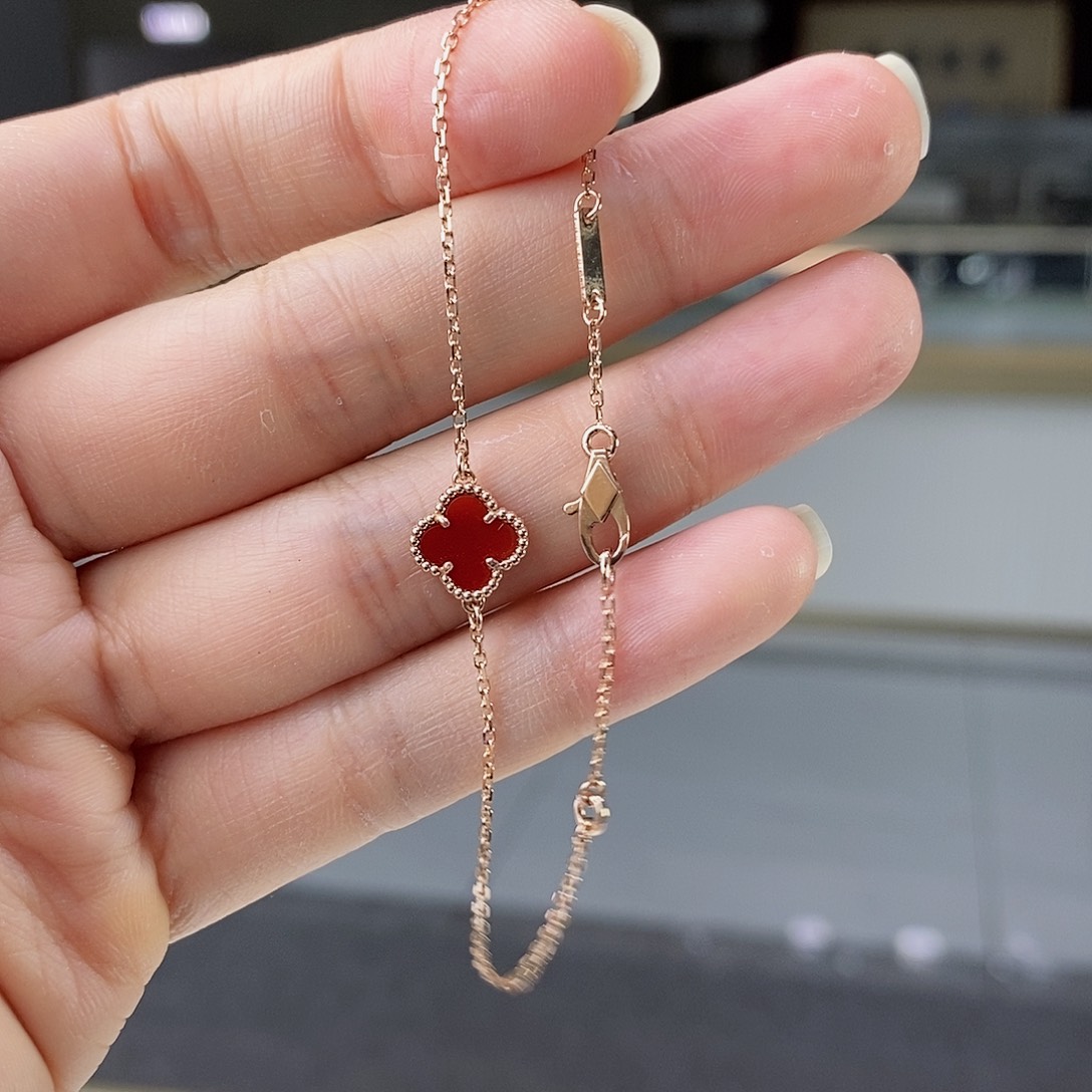 玛瑙/玉髓手链18K金镶嵌红9mmk枚