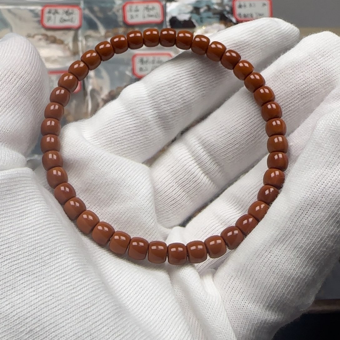 手串橄榄核老挝单圈极限弧微白5.5mm