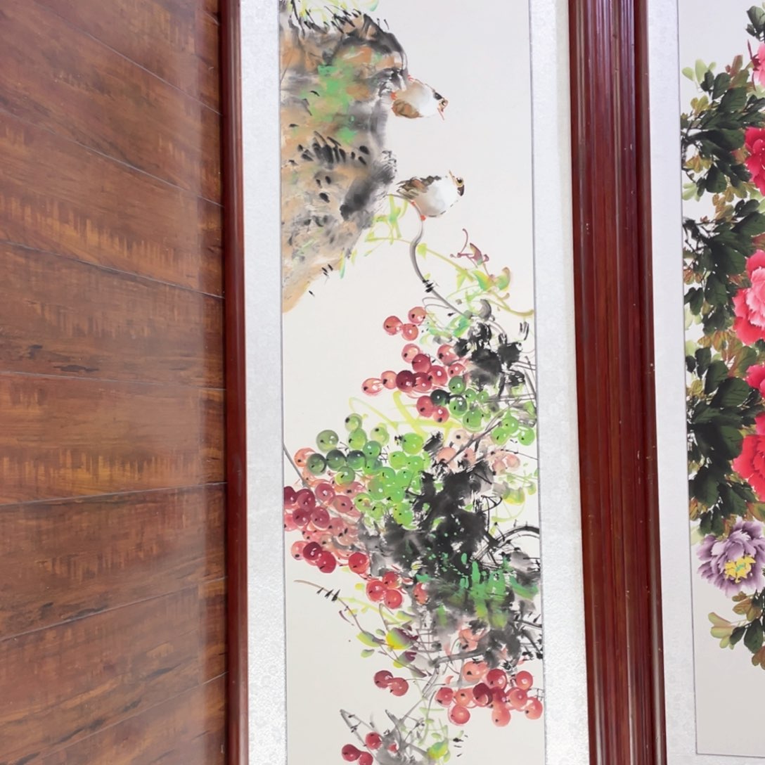 国画手绘带框尺寸48*163厘米