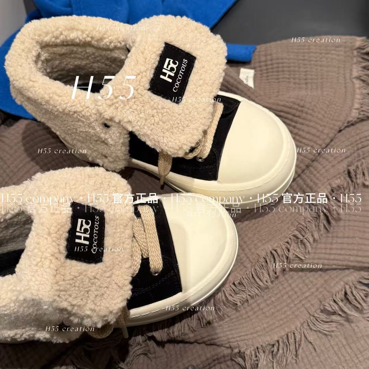 H55女鞋无界雪季两穿RO大头板鞋高帮短靴5cm【280g棉里】25-2959-RD