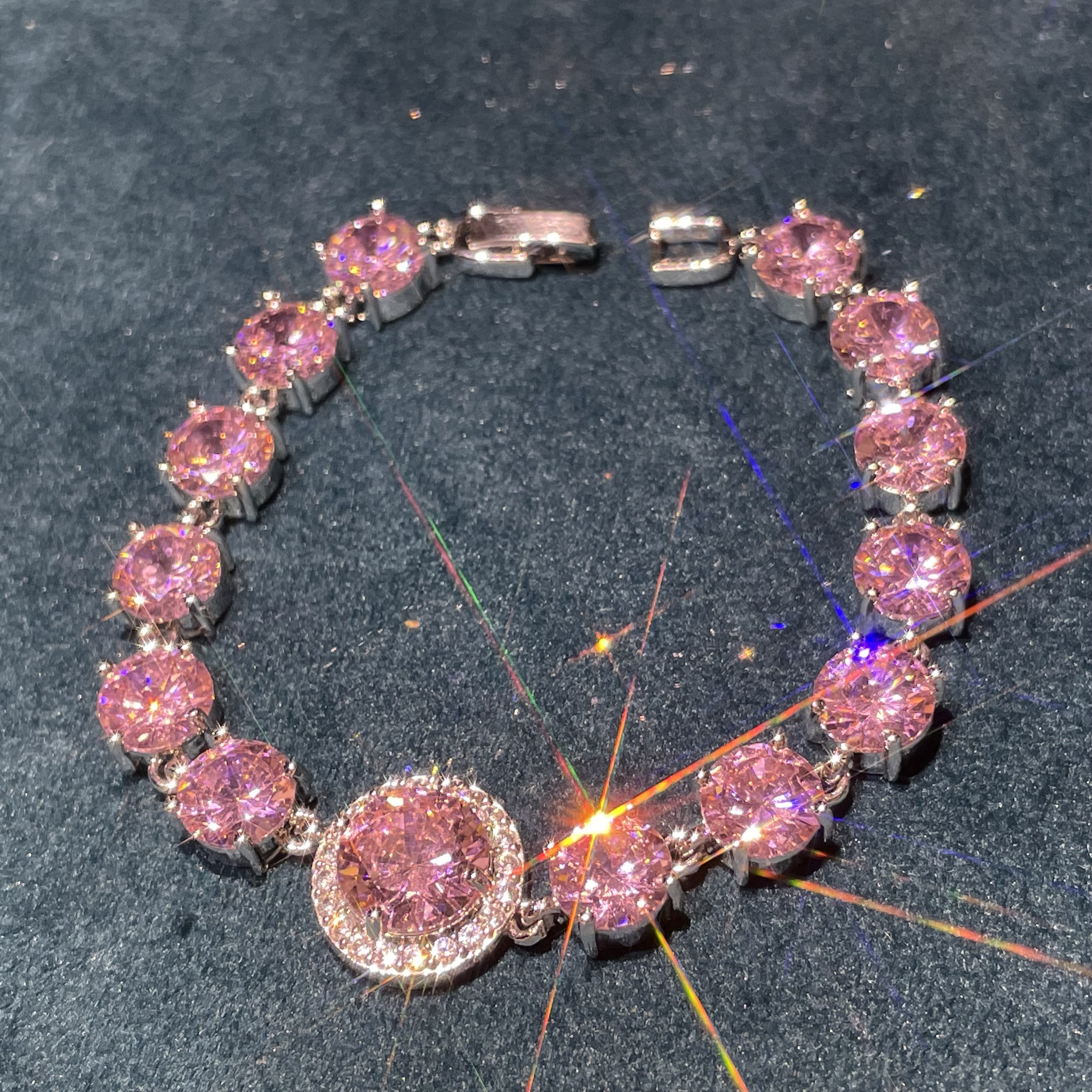 【南非库里南】NFKLN 高端奢华定制 圆包樱花粉小四爪手链 137