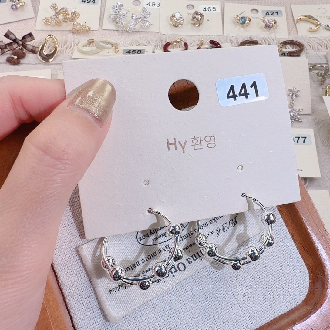 仿珍珠铜合金925银耳圈