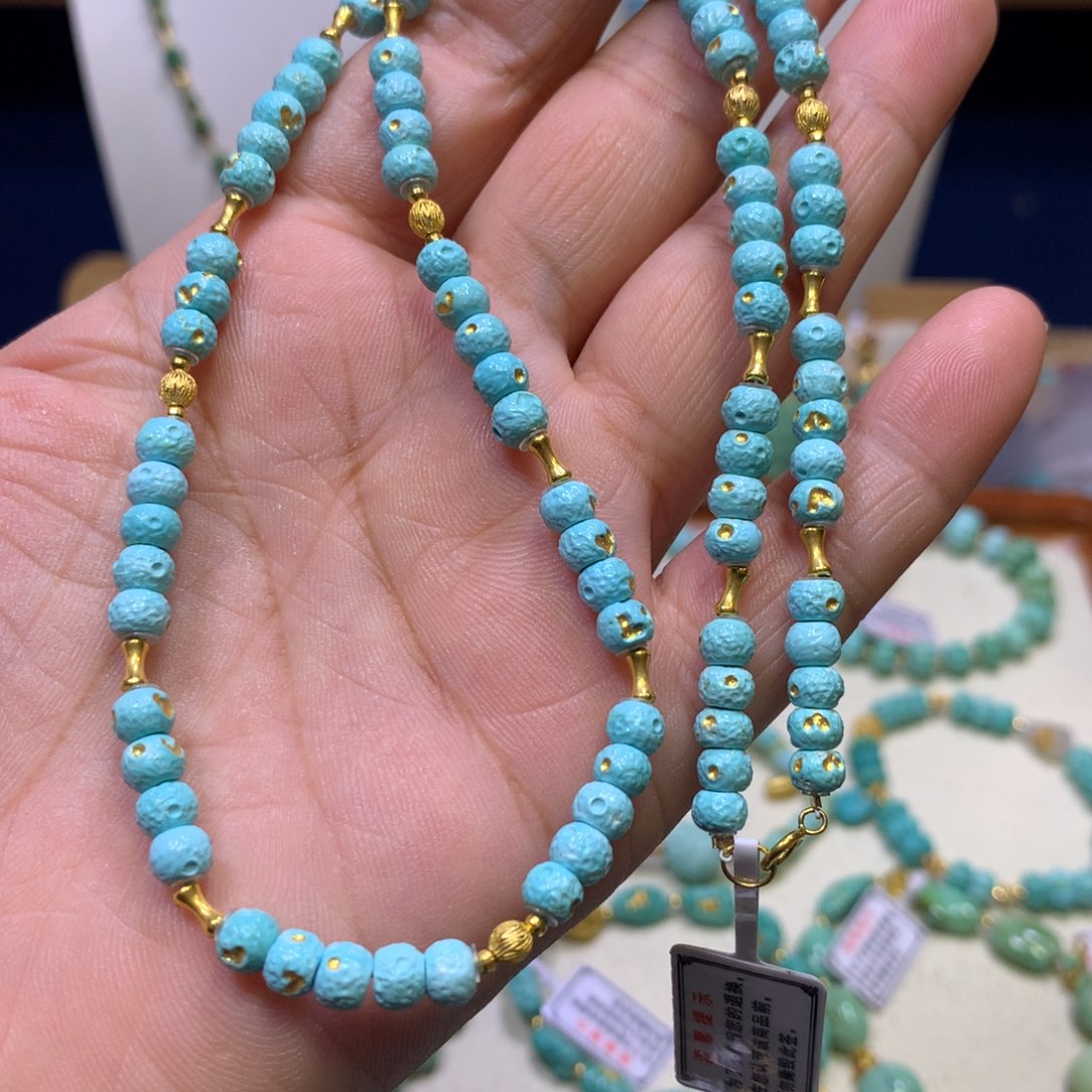 绿松石18K金镶嵌项链