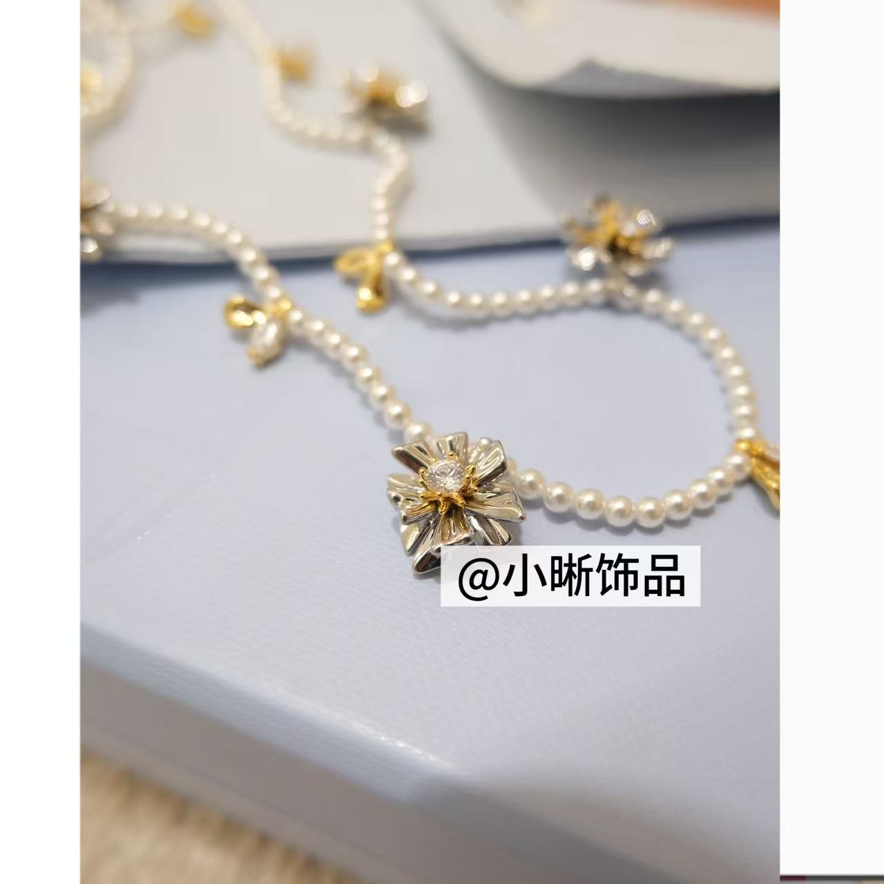 铜合金锆石项链 小众设计百搭花朵项链46800